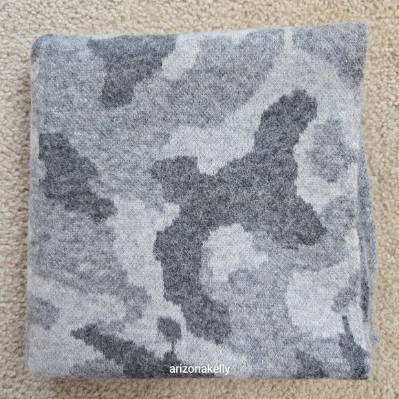 NWOT Grey Knit Camo Scarf Wool Alpaca - Picture 9 of 13